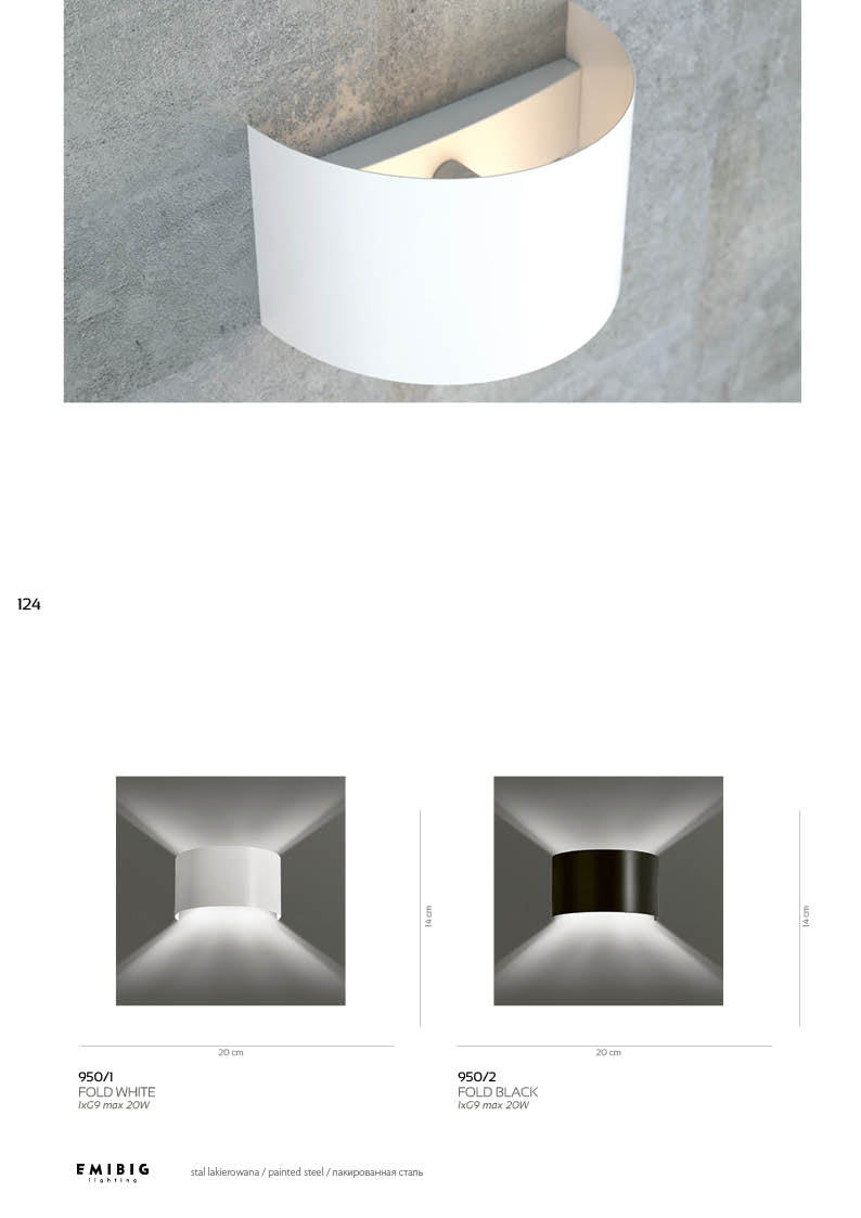 Fold white  lampe Vägglampa